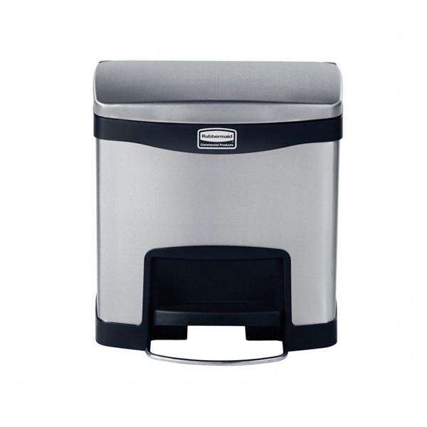 Can Trash Slim Jim SS 4gal Step-On Pedal Hinge Lid Front Step Black Rectangle Ea